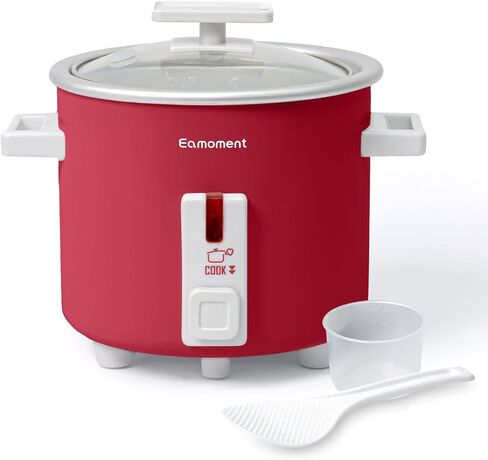 جهاز طهي الأرز الصغير سعة 1.5 لتر مع وعاء غير لاصق قابل للإزالة، صانع الأرز المحمول مع وظيفة الحفاظ على الدفء مناسب لشخص أو شخصين، أحمر in Kuwait