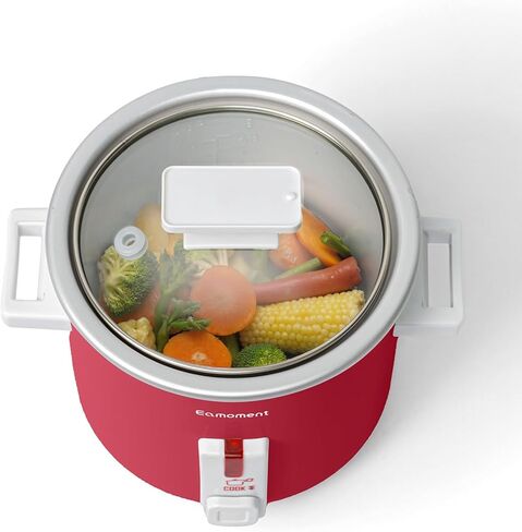 جهاز طهي الأرز الصغير سعة 1.5 لتر مع وعاء غير لاصق قابل للإزالة، صانع الأرز المحمول مع وظيفة الحفاظ على الدفء مناسب لشخص أو شخصين، أحمر in Kuwait