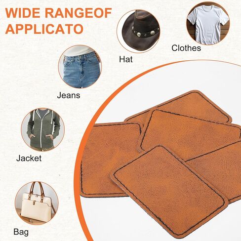 120 Pcs Blank Leatherette Hat Patches with Adhesive Backing - Faux Leather Iron-On Rectangular Patches for Fabric Repair, Custom Sewing, Laser Engraving & DIY Crafts (Brown, 3 x 2 Inches) in Kuwait