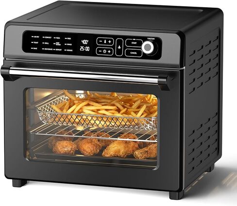 WAA 8-in-1 High Borosilicate Glass Air Fryer,Roast,Reheat,Dehydrate,Fries,PFSA-Free and Non-Coated,4.5QT Non-Toxic Compact Air Fryer,400F Max Temp,Visible Window,Dishwasher-Safe Parts in Saudi Arabia