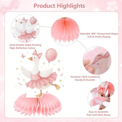 9Pcs One Silly Goose Birthday Decoration Girls Pink White Silly Goose Birthday Honeycomb Centerpieces Silly Goose Theme Party Decor for 1st Birthday Baby Shower Party Supplies Gender Reveal in Saudi Arabia