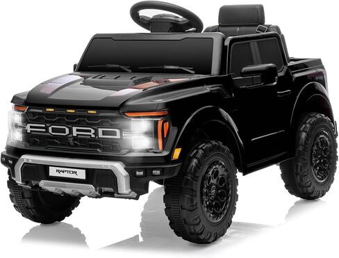 ألعاب ركوب فورد F-150 رابتور 24 فولت مرخصة للأولاد والبنات، سيارة كهربائية للأطفال بمقعدين، سيارة ركوب للأطفال مع جهاز تحكم عن بعد، أضواء LED، موسيقى بلوتوث، تخزين سرير الشاحنة (أبيض، 24 فولت) in Kuwait