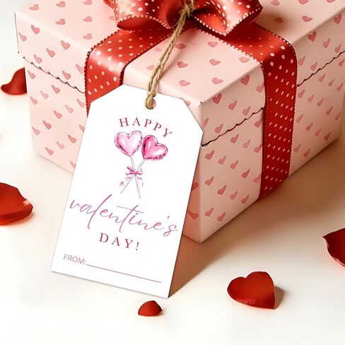 Happy Valentine’s Day Gift Tags, Pink and Red Watercolor Heart Favor Tags for Classroom, School, and Friends – Valentine Labels for Gifts and Treats -A02 in Saudi Arabia