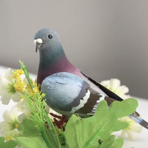 Artificial Simulation Foam Pigeon, Lifelike Mini Artificial Birds Imitation Animal Fake Pigeon Removable Feather for Craft Home Ornaments Garden Wedding Decor in Kuwait