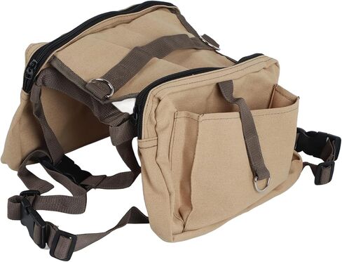 Restokki Dog Camping Hiking Saddle Backpack Large Capacity Multifunctional Pet Outdoor Bag Khaki in Saudi Arabia