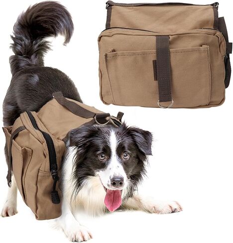 Restokki Dog Camping Hiking Saddle Backpack Large Capacity Multifunctional Pet Outdoor Bag Khaki in Saudi Arabia