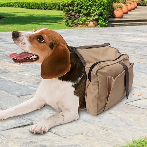 Restokki Dog Camping Hiking Saddle Backpack Large Capacity Multifunctional Pet Outdoor Bag Khaki in Saudi Arabia