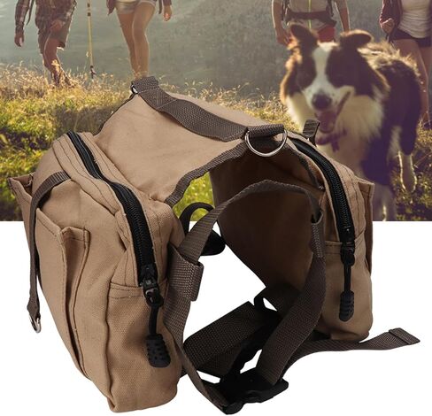 Restokki Dog Camping Hiking Saddle Backpack Large Capacity Multifunctional Pet Outdoor Bag Khaki in Saudi Arabia
