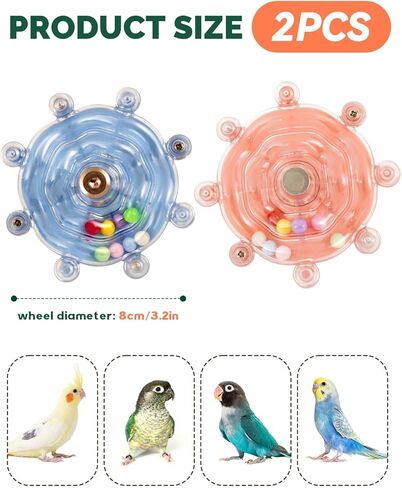 Bird Spinning Wheel Toy, Chewing Exerciser, Suitable for Budgies, Cockatiels, Lovebirds, Conures, Parakeets, and Other Small to Medium Birds (2 PCS - Fixed Mount) in Saudi Arabia