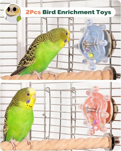 Bird Spinning Wheel Toy, Chewing Exerciser, Suitable for Budgies, Cockatiels, Lovebirds, Conures, Parakeets, and Other Small to Medium Birds (2 PCS - Fixed Mount) in Saudi Arabia