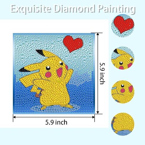 LWZAYS 6 Pack 5D Cartoon Diamond Painting Kits for Kids Beginners, Diamond Art Kit for Kids Ages 8-12, Mosaic DIY Full Round Drill Big Gem Art for Kid, Home Wall Decoration 6X6 inch in Kuwait