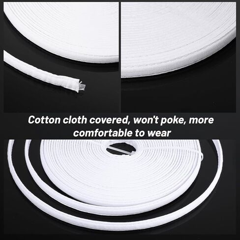 12Yards Boning for Sewing, 10mm Polyester Boning Cotton Covered Sew-Through Corset Bra Bonings Tool for Sewing Wedding Dress Lingerie Gown(White) in Saudi Arabia
