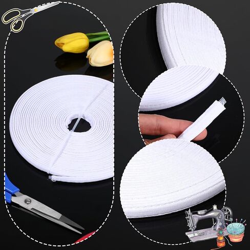 12Yards Boning for Sewing, 10mm Polyester Boning Cotton Covered Sew-Through Corset Bra Bonings Tool for Sewing Wedding Dress Lingerie Gown(White) in Saudi Arabia