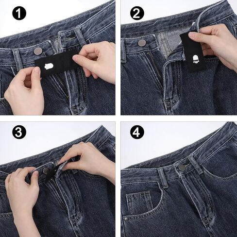 Xinjoduz 8 pcs Black Hook Waist Band Extenders, Pants Waist Extenders with Metal Hook Adjustable Waistband Extender for Men Women, Pants, Jeans, Skirts, Trousers Fasteners in Saudi Arabia