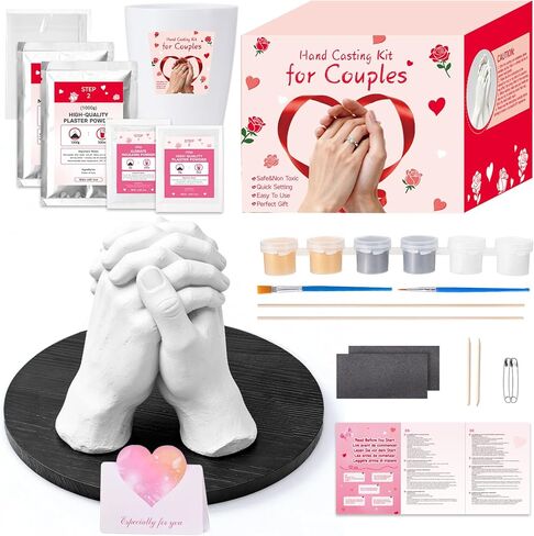 Hand Casting Kit for Couples with Base & Paints, Includes Trial Size, Hand Mold Kit Couples Perfect for Valentine's Day Gifts, Anniversaries, Romantic Date Night DIY in Saudi Arabia