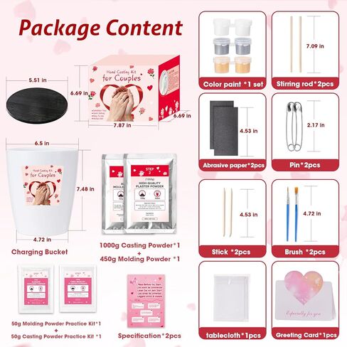 Hand Casting Kit for Couples with Base & Paints, Includes Trial Size, Hand Mold Kit Couples Perfect for Valentine's Day Gifts, Anniversaries, Romantic Date Night DIY in Saudi Arabia