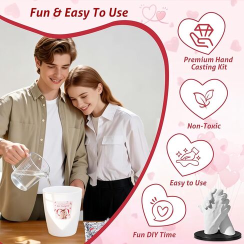 Hand Casting Kit for Couples with Base & Paints, Includes Trial Size, Hand Mold Kit Couples Perfect for Valentine's Day Gifts, Anniversaries, Romantic Date Night DIY in Saudi Arabia