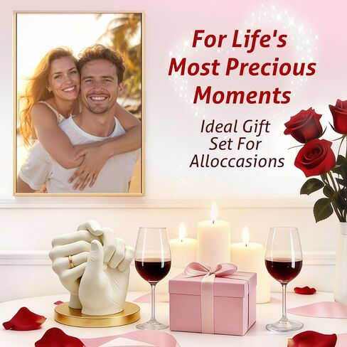 Hand Casting Kit for Couples with Base & Paints, Includes Trial Size, Hand Mold Kit Couples Perfect for Valentine's Day Gifts, Anniversaries, Romantic Date Night DIY in Saudi Arabia