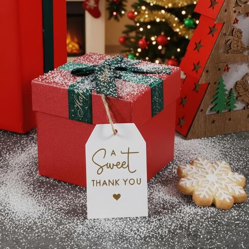 50Pcs Sweet Thank You Tags with String, Gold Foil Gift Tags Thank You Tag for Party Favors, 3x2 in White Paper Gift Tag for Christmas Wedding, Baby Shower, Birthday, Anniversary, Gifts Wrap in Saudi Arabia