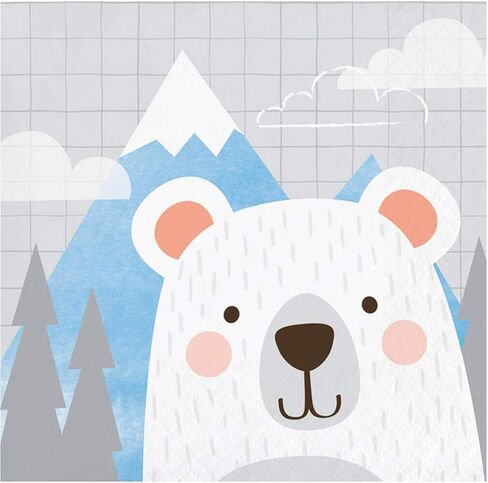 Creative Converting White Bear in Grid Beverage Paper Napkins - 16pcs in Saudi Arabia