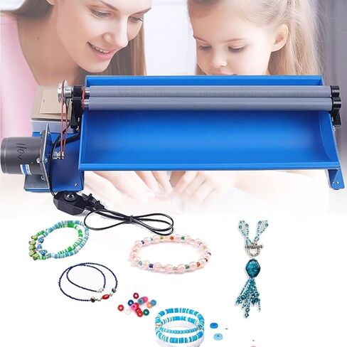 TsoLay Semi-Automatic Beads Machine, 1600rpm/min Beading Threading Machine with Adjustable Roller Width and Stepless Speed Regulation, Safe and Fast for 3-25mm Jade Beads, Bracelets, Necklace in Saudi Arabia