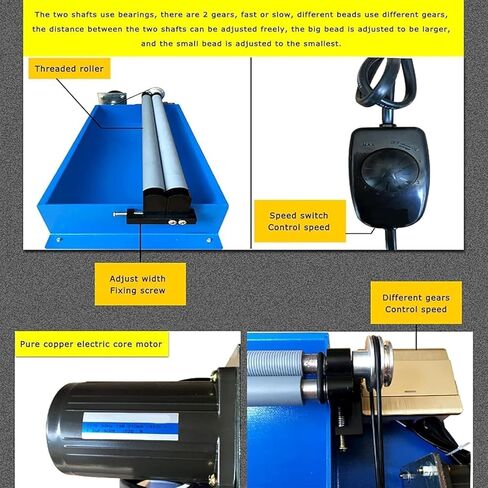 TsoLay Semi-Automatic Beads Machine, 1600rpm/min Beading Threading Machine with Adjustable Roller Width and Stepless Speed Regulation, Safe and Fast for 3-25mm Jade Beads, Bracelets, Necklace in Saudi Arabia