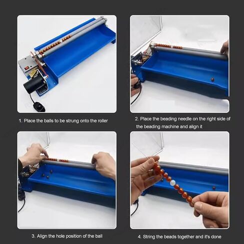 TsoLay Semi-Automatic Beads Machine, 1600rpm/min Beading Threading Machine with Adjustable Roller Width and Stepless Speed Regulation, Safe and Fast for 3-25mm Jade Beads, Bracelets, Necklace in Saudi Arabia