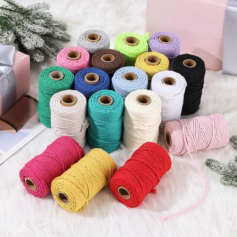 32 Yards 3mm White Natural Macrame Cord, Colorful Cotton Twine Rope for Wall Hanging, Plant Hangers, Knitting, Wrapping, DIY & Crafts, Decor in Saudi Arabia