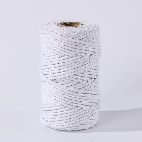 32 Yards 3mm White Natural Macrame Cord, Colorful Cotton Twine Rope for Wall Hanging, Plant Hangers, Knitting, Wrapping, DIY & Crafts, Decor in Saudi Arabia
