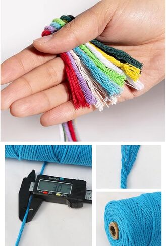 32 Yards 3mm White Natural Macrame Cord, Colorful Cotton Twine Rope for Wall Hanging, Plant Hangers, Knitting, Wrapping, DIY & Crafts, Decor in Saudi Arabia