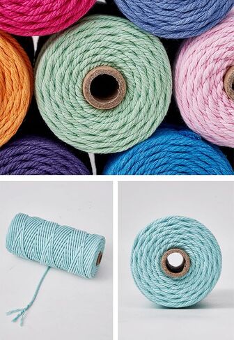 32 Yards 3mm White Natural Macrame Cord, Colorful Cotton Twine Rope for Wall Hanging, Plant Hangers, Knitting, Wrapping, DIY & Crafts, Decor in Saudi Arabia
