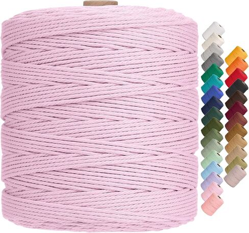 سلك Aelfon Macrame 4 مم × 547 ياردة، حبل Macrame ملون ناعم، سلك قطن طبيعي لشماعات النباتات، شماعة الحائط، المشاريع الزخرفية (اللون الطبيعي) in Kuwait