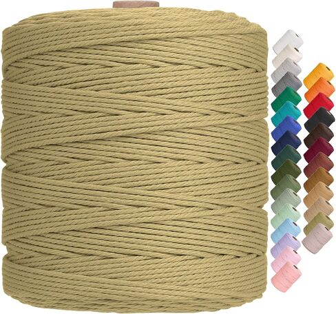 سلك Aelfon Macrame 4 مم × 547 ياردة، حبل Macrame ملون ناعم، سلك قطن طبيعي لشماعات النباتات، شماعة الحائط، المشاريع الزخرفية (اللون الطبيعي) in Kuwait