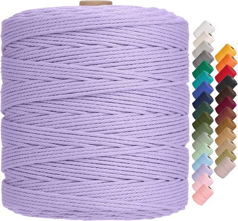 سلك Aelfon Macrame 4 مم × 547 ياردة، حبل Macrame ملون ناعم، سلك قطن طبيعي لشماعات النباتات، شماعة الحائط، المشاريع الزخرفية (اللون الطبيعي) in Kuwait