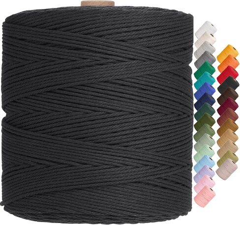 سلك Aelfon Macrame 4 مم × 547 ياردة، حبل Macrame ملون ناعم، سلك قطن طبيعي لشماعات النباتات، شماعة الحائط، المشاريع الزخرفية (اللون الطبيعي) in Kuwait