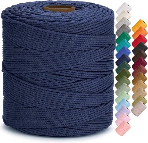 سلك Aelfon Macrame 4 مم × 547 ياردة، حبل Macrame ملون ناعم، سلك قطن طبيعي لشماعات النباتات، شماعة الحائط، المشاريع الزخرفية (اللون الطبيعي) in Kuwait
