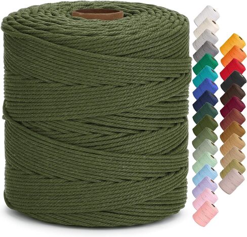 سلك Aelfon Macrame 4 مم × 547 ياردة، حبل Macrame ملون ناعم، سلك قطن طبيعي لشماعات النباتات، شماعة الحائط، المشاريع الزخرفية (اللون الطبيعي) in Kuwait