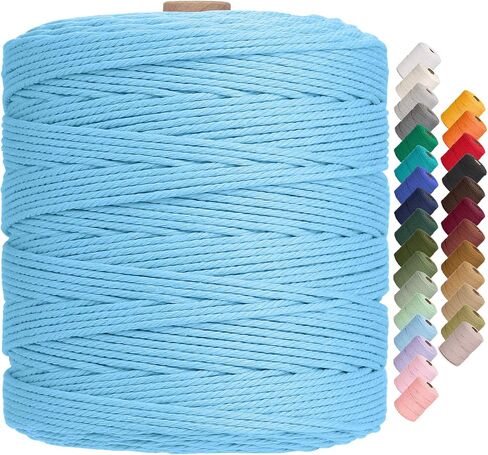 سلك Aelfon Macrame 4 مم × 547 ياردة، حبل Macrame ملون ناعم، سلك قطن طبيعي لشماعات النباتات، شماعة الحائط، المشاريع الزخرفية (اللون الطبيعي) in Kuwait