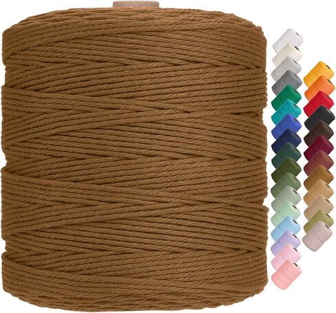 سلك Aelfon Macrame 4 مم × 547 ياردة، حبل Macrame ملون ناعم، سلك قطن طبيعي لشماعات النباتات، شماعة الحائط، المشاريع الزخرفية (اللون الطبيعي) in Kuwait