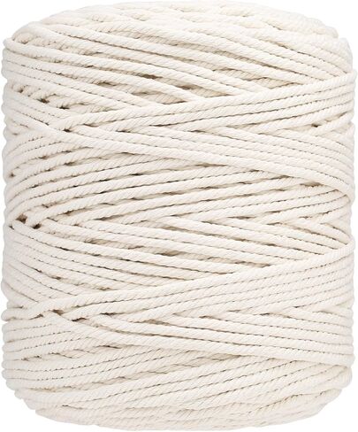 سلك Aelfon Macrame 4 مم × 547 ياردة، حبل Macrame ملون ناعم، سلك قطن طبيعي لشماعات النباتات، شماعة الحائط، المشاريع الزخرفية (اللون الطبيعي) in Kuwait