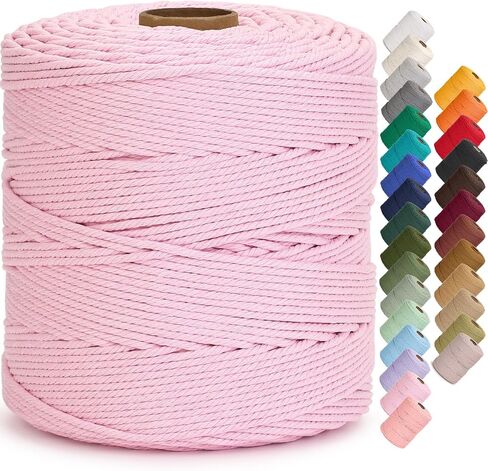 سلك Aelfon Macrame 4 مم × 547 ياردة، حبل Macrame ملون ناعم، سلك قطن طبيعي لشماعات النباتات، شماعة الحائط، المشاريع الزخرفية (اللون الطبيعي) in Kuwait
