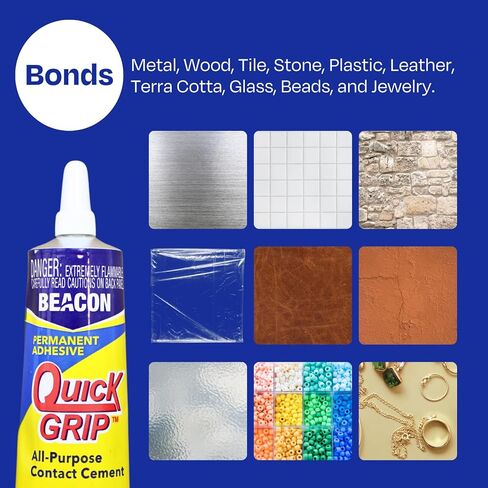 لاصق دائم من BEACON Quick Grip - غراء سريع الجفاف وشفاف ومقاوم للطقس للسيراميك والخشب والمزيد، 17 أونصة، 3 عبوات in Kuwait