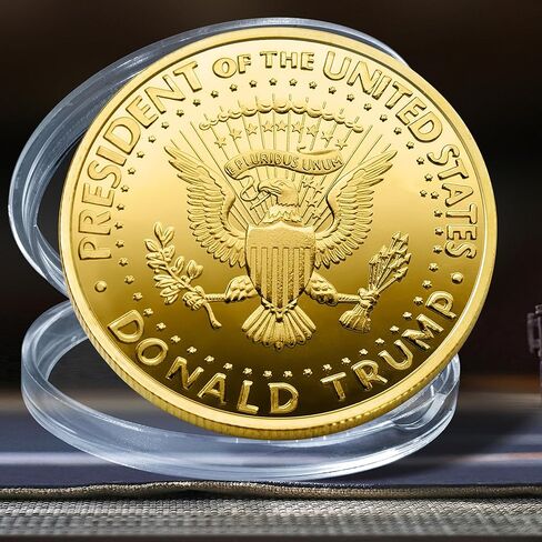 عملة ترامب التذكارية لعام 2025، عملة التحدي الرئاسي 45 و47 مطلية بالذهب مع تصميم النسر، إصدار محدود هدية وطنية قابلة للتجميع لمؤيدي ترامب وهواة جمع العملات in Kuwait