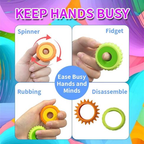 Fidget Toys Adults Sensory Rings: 3 Pack Texture Spinner Rings - Stress Relief Sensory Toys for Kids ADHD - Quiet Desk Fidgets for Classroom Anxiety Office for Teens Boys in Saudi Arabia