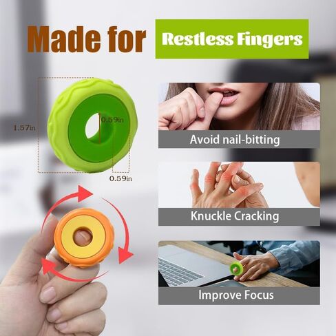 Fidget Toys Adults Sensory Rings: 3 Pack Texture Spinner Rings - Stress Relief Sensory Toys for Kids ADHD - Quiet Desk Fidgets for Classroom Anxiety Office for Teens Boys in Saudi Arabia