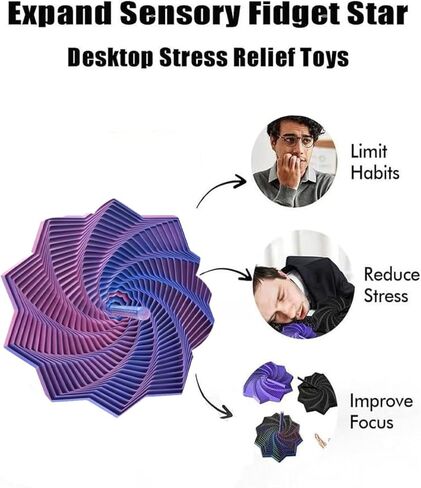 3D Printed Fidget Toys Expanded Sensory Star with Handle,2026 New Transformable Star Fractal Fidget Hexagon for Kids & Adults,Colorful Whirling Spiral Design for as a Stress-Relief Gifts in Saudi Arabia