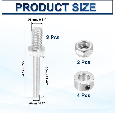 MECCANIXITY 5/16 Inch Diameter x 2.4 Inch Length 2 Set Landing Gear Axle Shaft Drive Axle with Nuts for RC Airplane in Kuwait