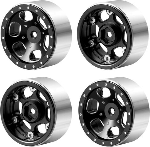 1.3" beadlock wheels Aluminium RC Rims Upgrade for 1/18 TRX4M SCX24 1/24 RC Crawler Car Parts (Black) in Saudi Arabia
