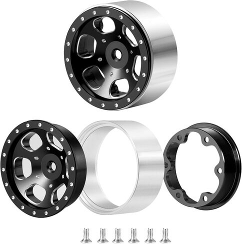 1.3" beadlock wheels Aluminium RC Rims Upgrade for 1/18 TRX4M SCX24 1/24 RC Crawler Car Parts (Black) in Saudi Arabia
