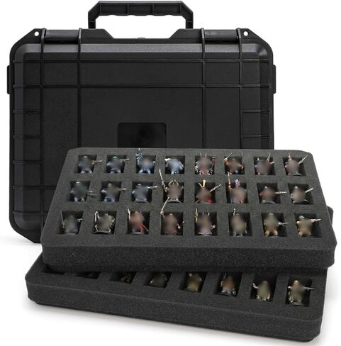 Miniature Carrying Case, 48 Slot Sturdy Figure Storage Box with 2 Shock-Absorbing Foam Layers, Portable Hard Shell Figurine Transport Organizer for Mini Action Figures, Collectibles in Saudi Arabia